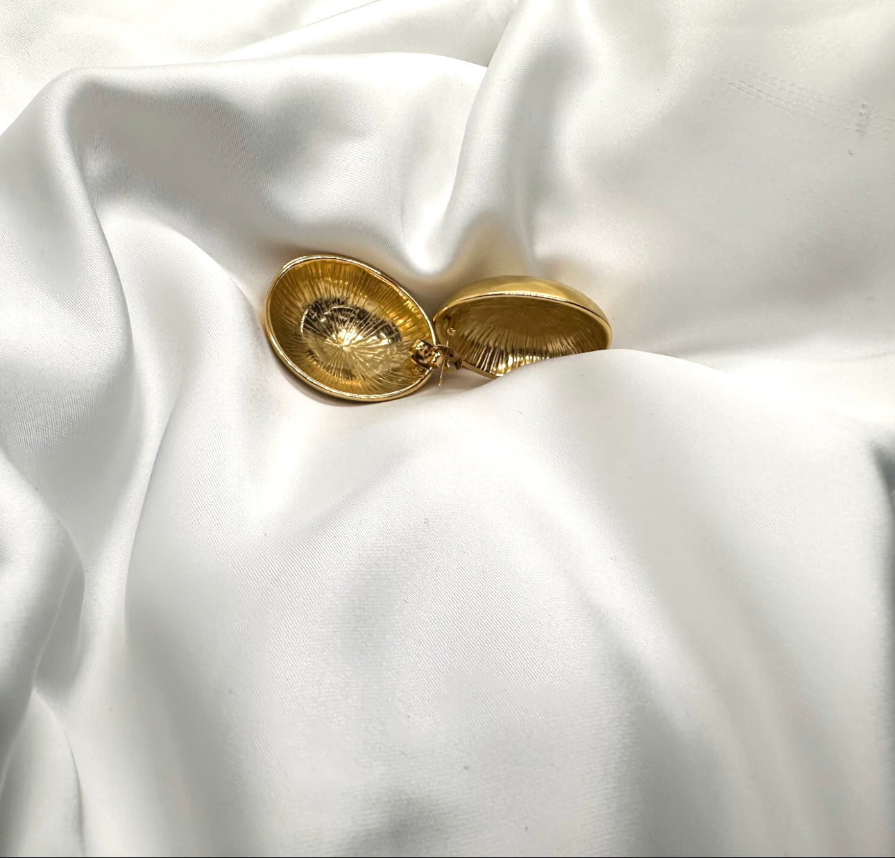 3D Oval Button Earrings Gold Plated Steel Nickel Free