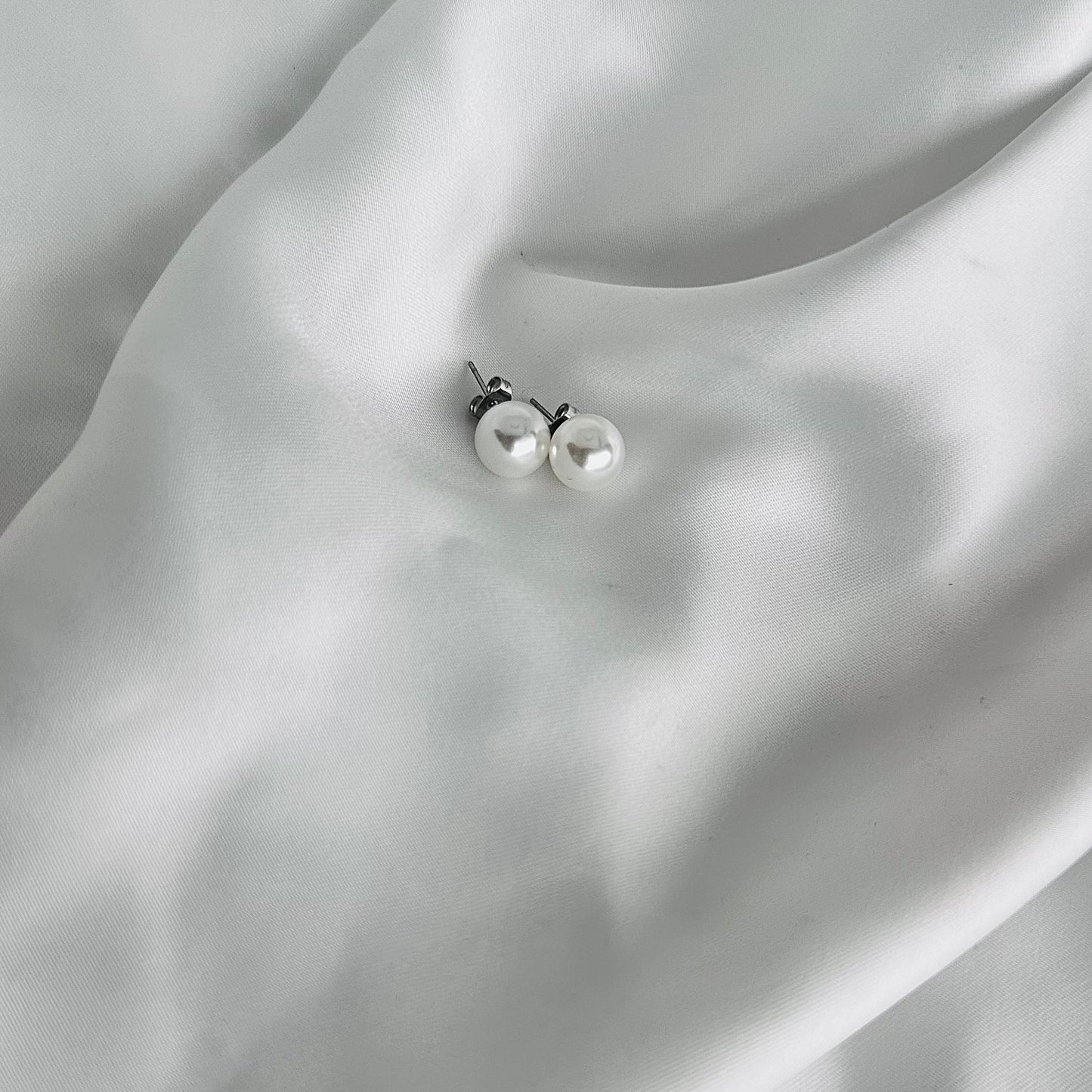 Orecchini Perla in Acciaio Placcato Argento 10mm