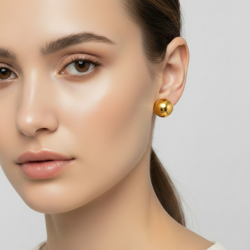 Orecchini a Bottone 3D Gold