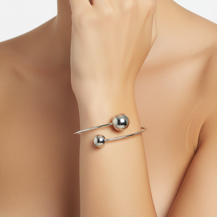 Bracelet en acier rigide Flex 2 billes