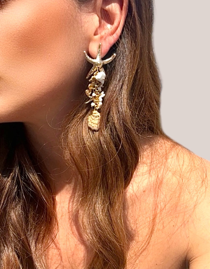 Orecchini Cavalluccio Marino e Stella Marina – Ispirazione Marina. Gold