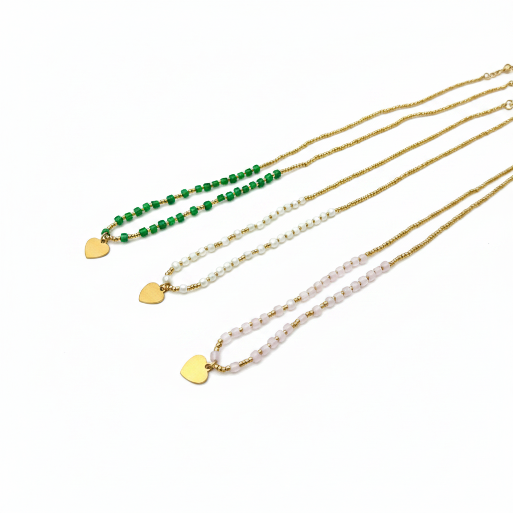 Collana Cuore e Corallini in Vetro: Forte e Fragile come l’Amore