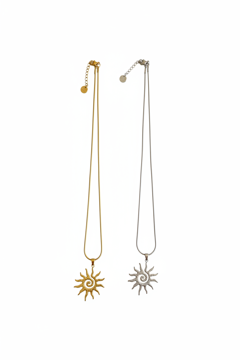 Collana Sole Spirale: Simbolo di Rinascita e Forza Interiore