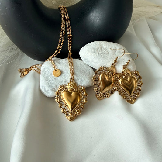 Coordinato Collana e Orecchini: Custode di Fede, Forza e Amore