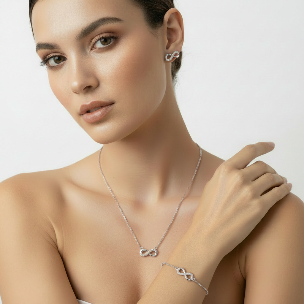infinito: Collana, Bracciale o Orecchini:  Amore e Possibilità Infinite