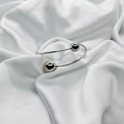 Rigid bracelet in Flex 2 Spheres steel plated in silver