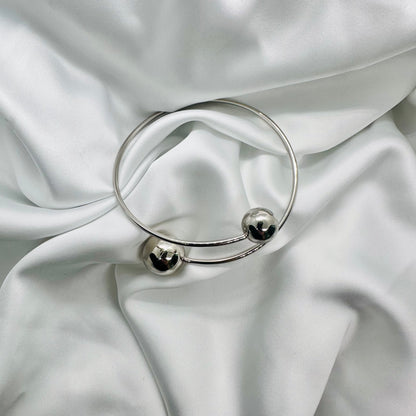 Rigid bracelet in Flex 2 Spheres steel plated in silver