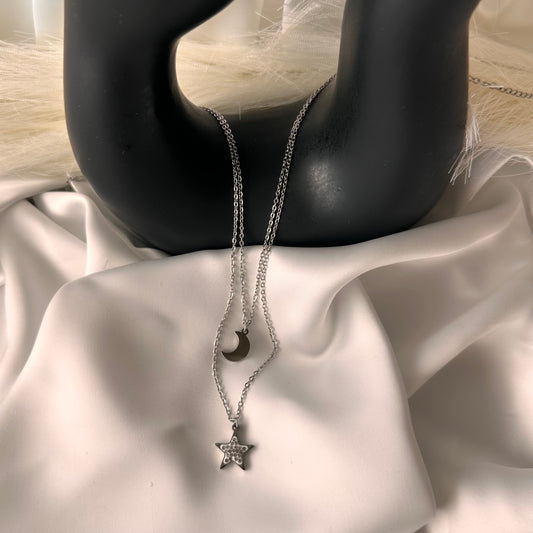 Collana con 2 fili Luna e stella: La Magia del Cielo
