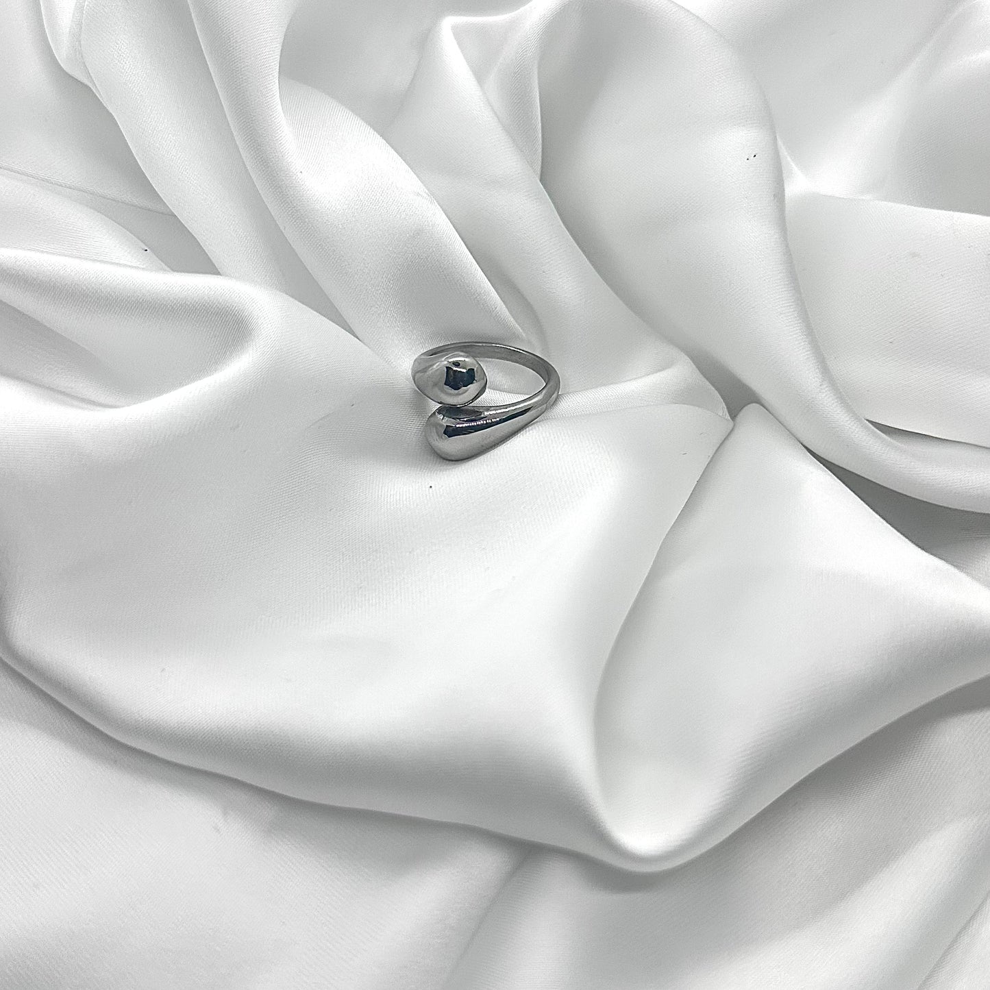 Anello Unione doppia Goccia  placcato argento regolabile