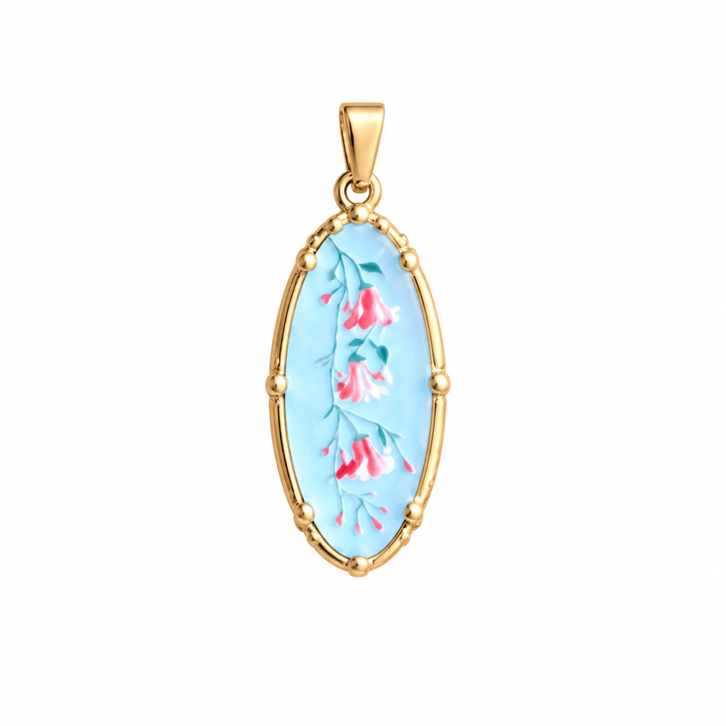 Collana con Ciondolo Ovale con Fiori