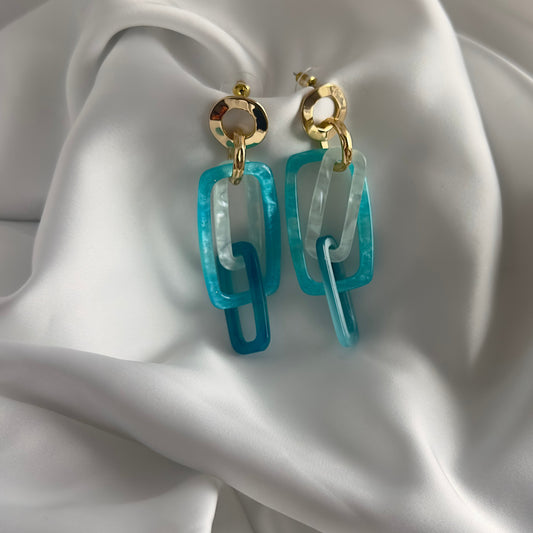 Orecchini geometrici  in Resina  Blu