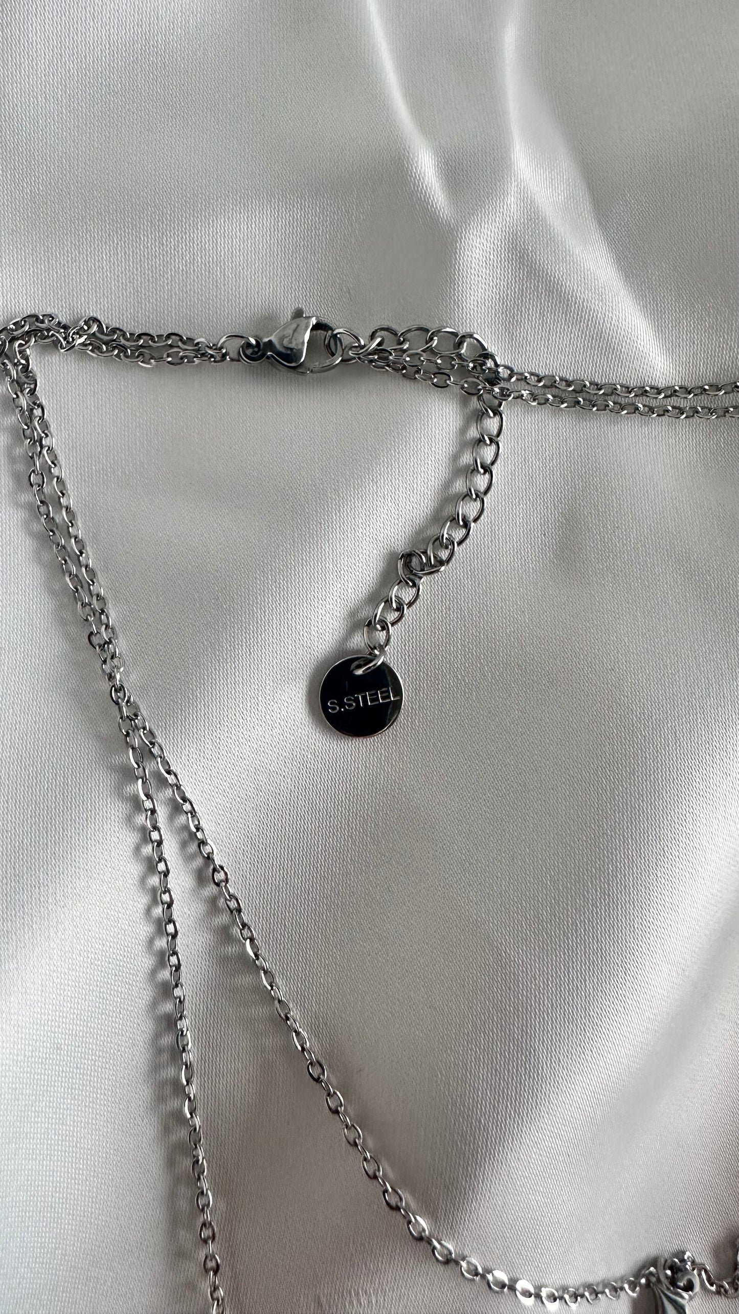 2-Strand Moon and Star Necklace with Silver Plated Glitter