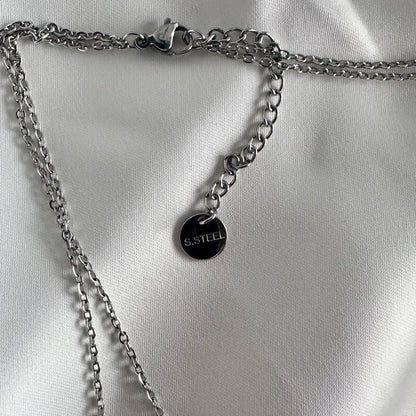 2-Strand Moon and Star Necklace with Silver Plated Glitter