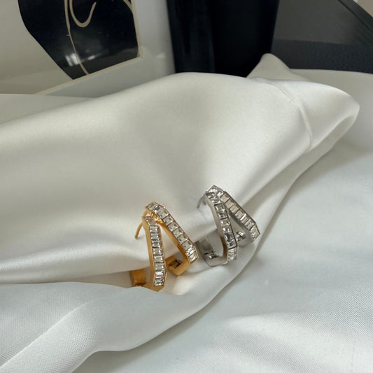 Orecchini Rettangolari Baguette: Luce Pura