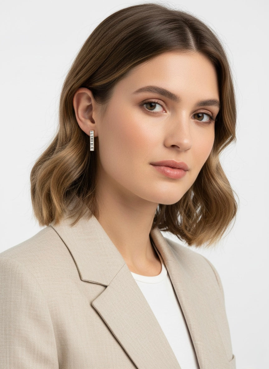 Orecchini Rettangolari Baguette: Luce Pura