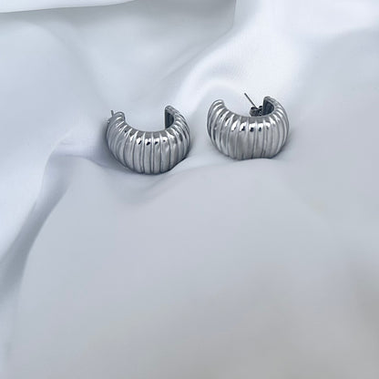 Orecchini acciaio cerchio 3d rigato