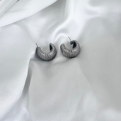 Orecchini acciaio cerchio 3d rigato