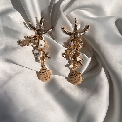Orecchini Cavalluccio Marino e Stella Marina – Ispirazione Marina. Gold