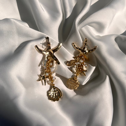 Orecchini Cavalluccio Marino e Stella Marina – Ispirazione Marina. Gold