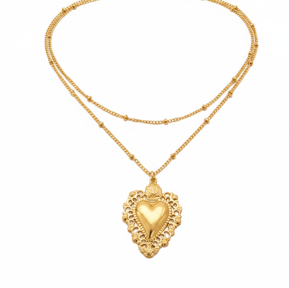 Collana/ Orecchini  "Cuore Sacro": Un Legame che Scalda il Cuore