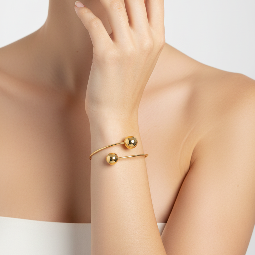 Bracelet en acier rigide Flex 2 billes
