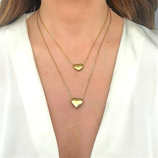 Collana a Doppio Filo con Cuori – Eleganza e Simbolo di Amore placcato oro