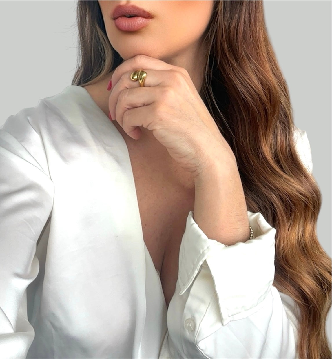Adjustable Gold Plated Double Drop Union Ring