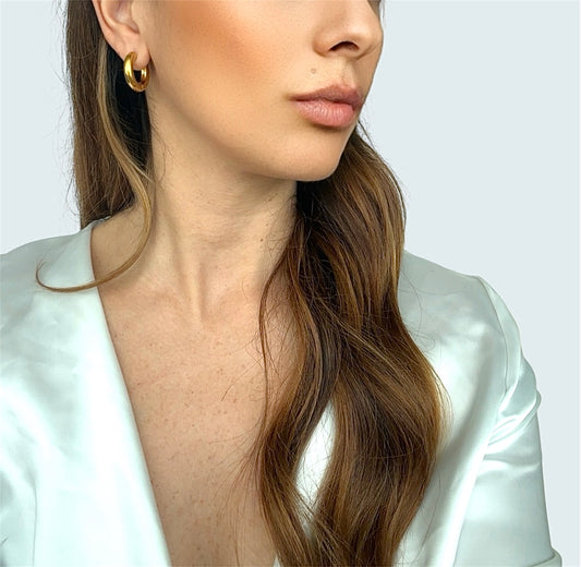 Orecchini in acciaio cerchio tubolari 10 MM - Oro