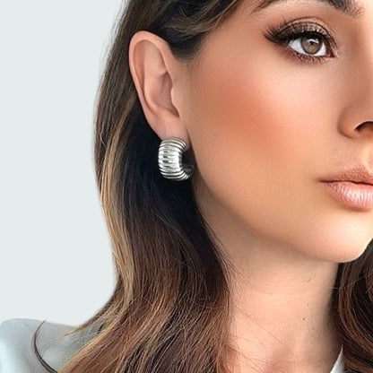 Orecchini acciaio cerchio 3d rigato