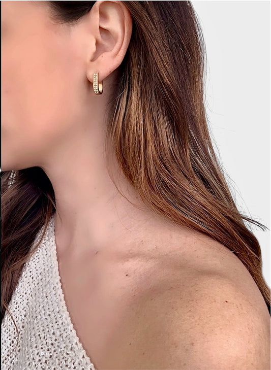 Orecchini acciaio Ovali con strass placcati oro