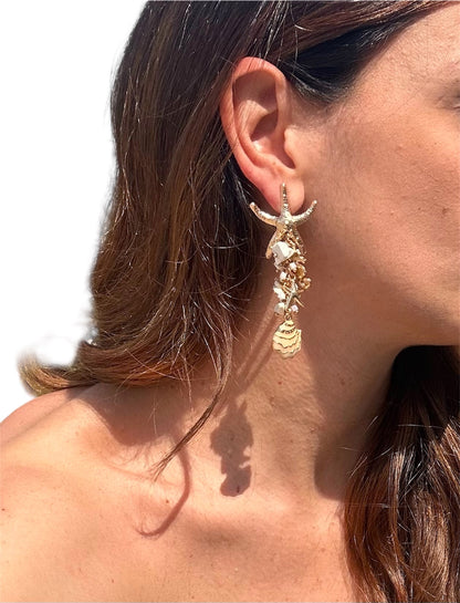 Orecchini Cavalluccio Marino e Stella Marina – Ispirazione Marina. Gold