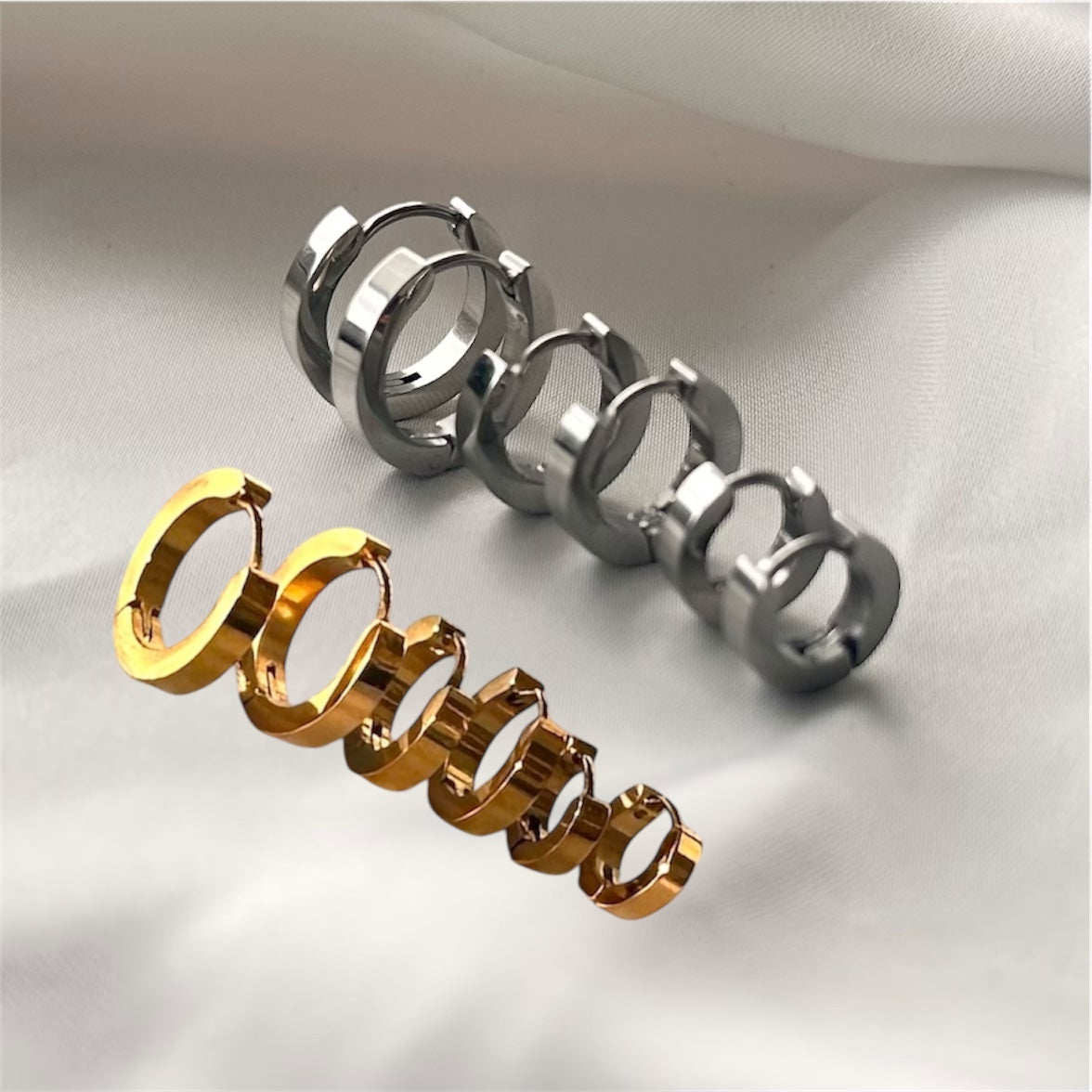 Orecchini a cerchio squadratei acciaio inossidabile