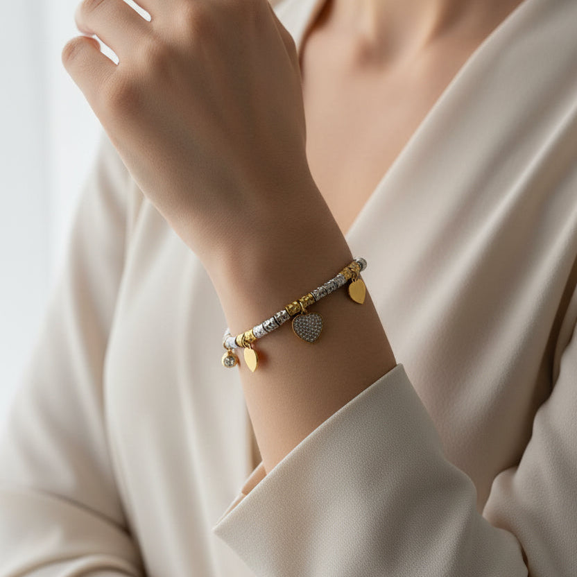 Bracciale "Diletta" Cuore/Quadrifoglio  - Un Simbolo di Scelta e Coraggio