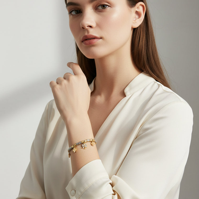 Bracciale "Diletta" Cuore/Quadrifoglio  - Un Simbolo di Scelta e Coraggio