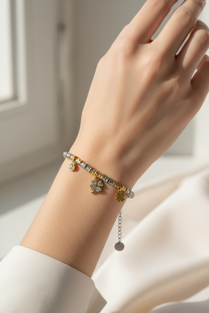 Bracciale "Diletta" Cuore/Quadrifoglio  - Un Simbolo di Scelta e Coraggio