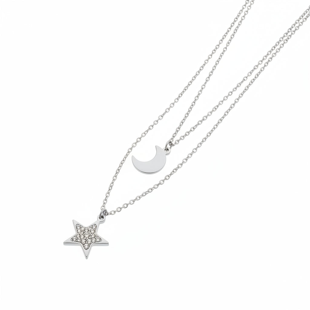 Collana con 2 fili Luna/ stella
