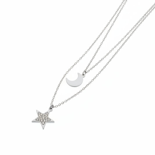 Collana con 2 fili Luna/ stella